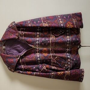 Vintage Southwestern Fleece Reversible Windbreaker Jacket Womens Medium Boho